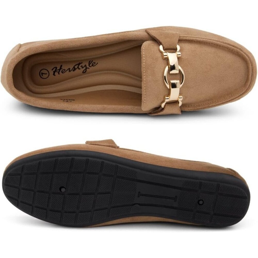 🆕Women Tan Herstyle Penny Loafers Lightweight Walking Flats Casual Shoes - Picture 3 of 6